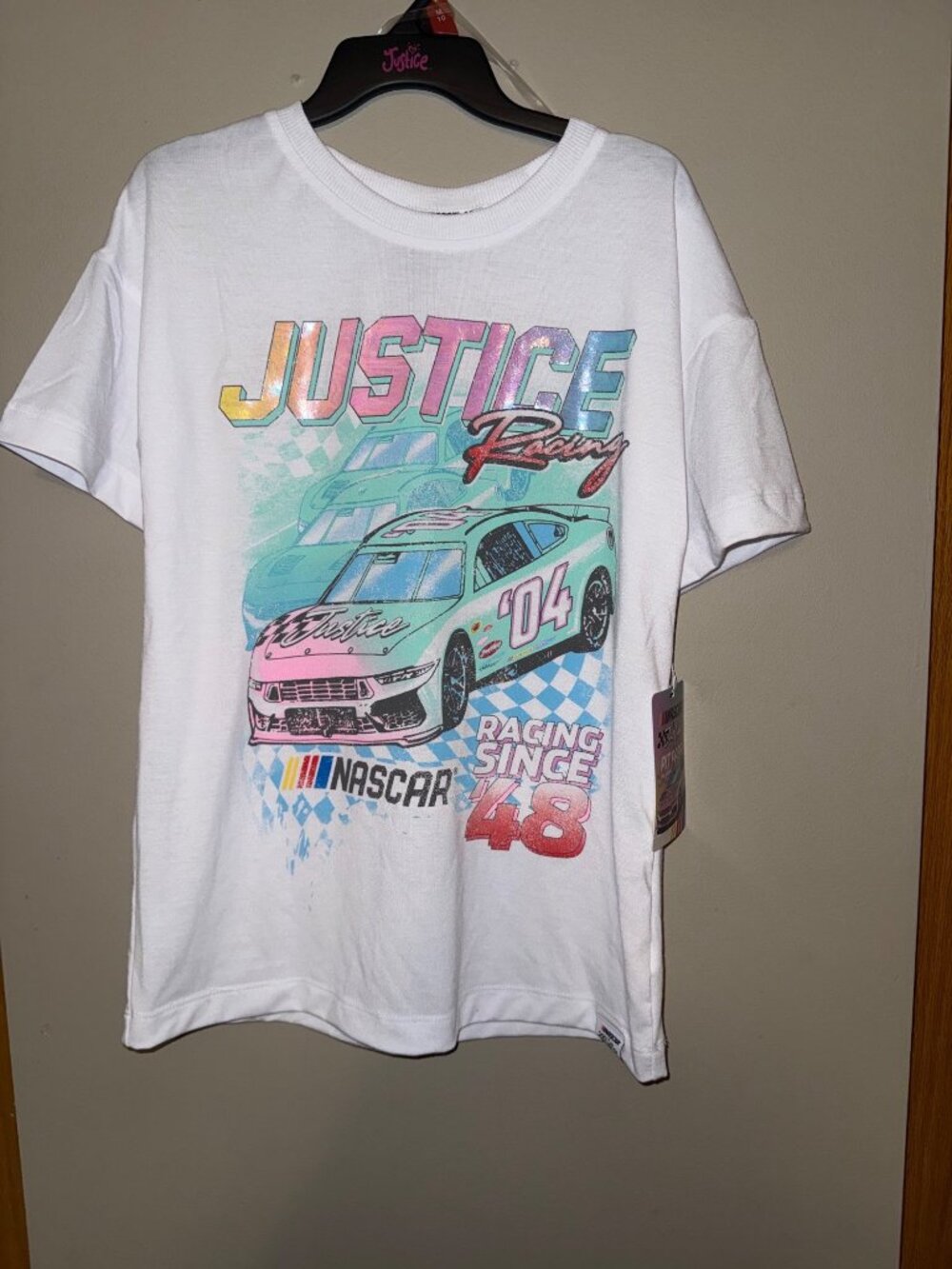 NASCAR X Justice Racing Since 48 Kids T-Shirt White Size M (10)